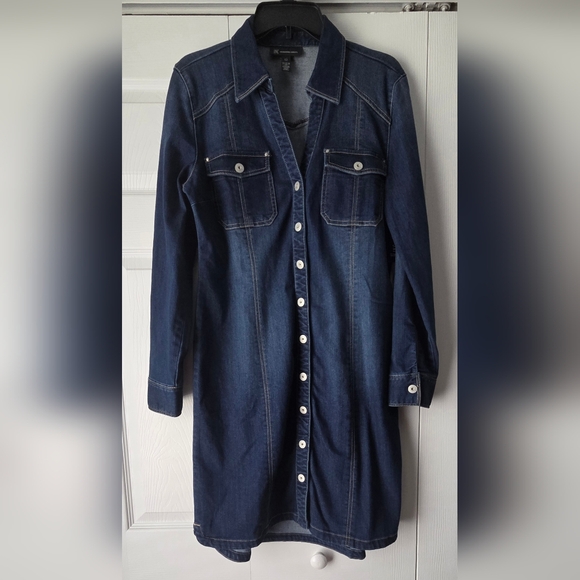 NWT INC International Concepts Dark Blue Stretch Denim Dress Size 12 - Picture 2 of 10